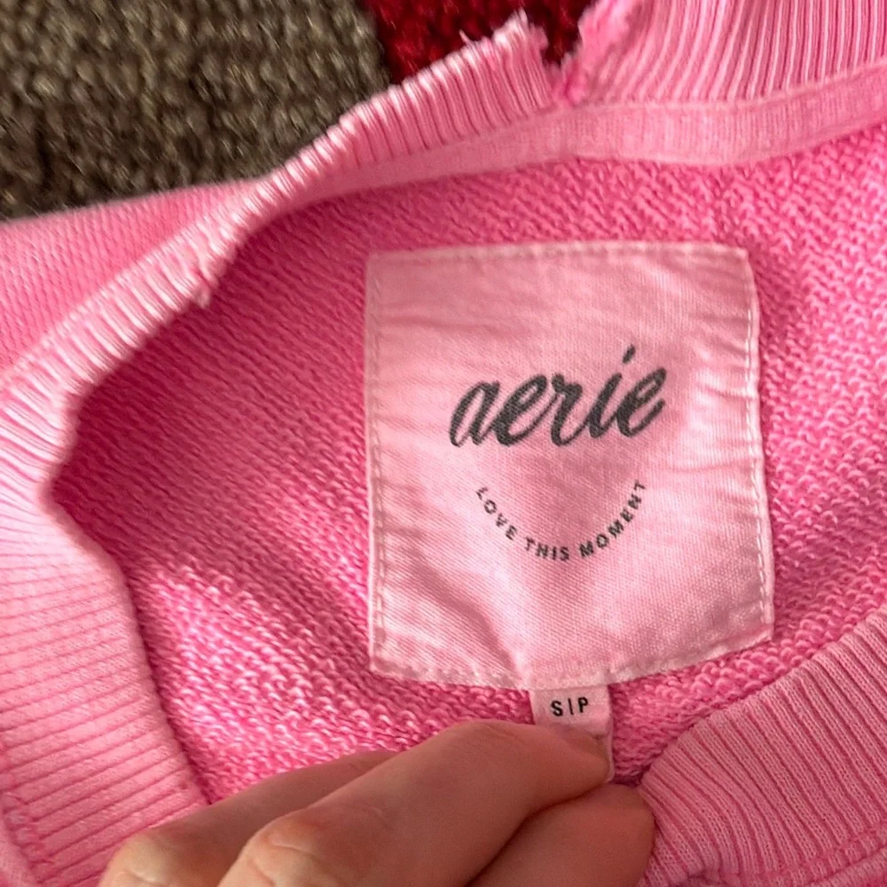 Aerie Down To Earth Crewneck Sweatshirt Oversized Neon Pink Size Small
